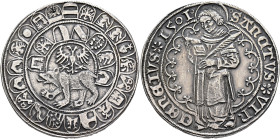 SWITZERLAND. Bern. Guldiner 1501 (Silver, 42 mm, 27.91 g, 12 h). Bear walking left below imperial double eagle; above, semicircle consisting of the co...
