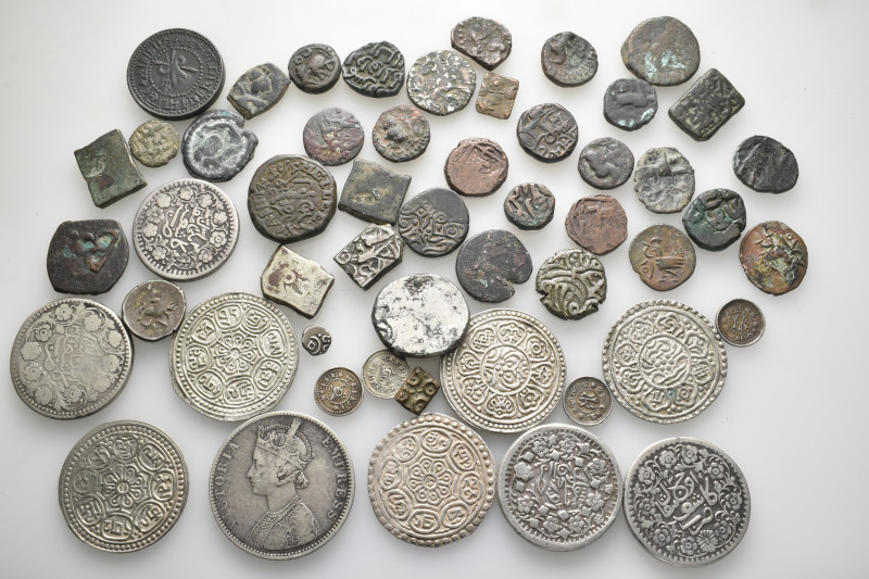 A lot containing 52 silver and bronze coins. Mainly: India and Shahis. Fine to v...