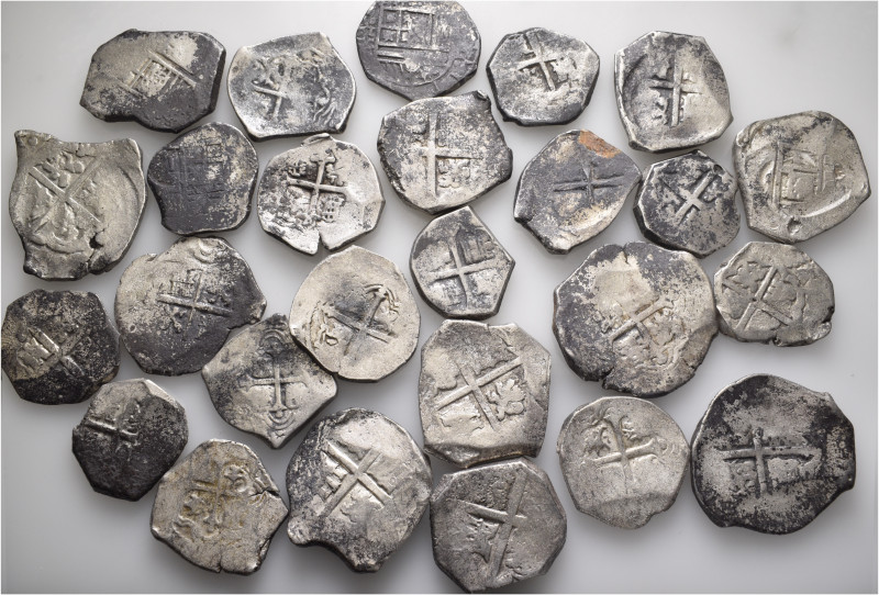 A lot containing 26 silver coins. All: Spain and Spanish Colonial, mostly 4 Real...