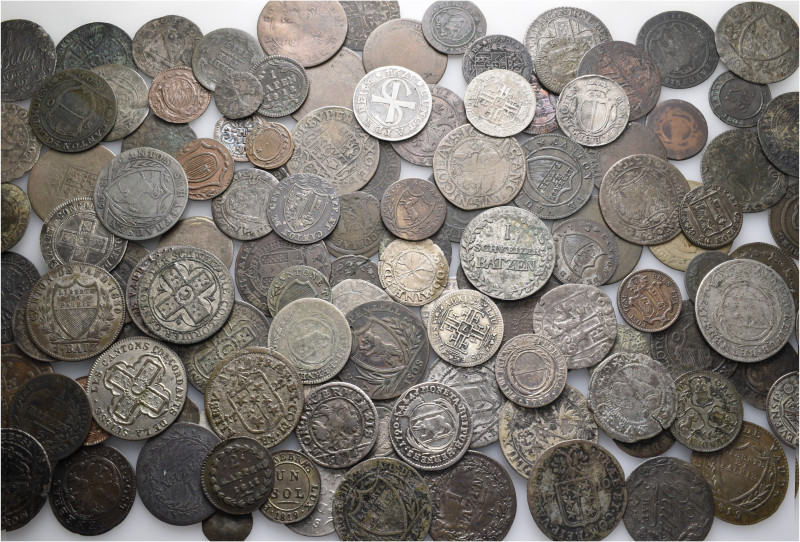 A lot containing 121 silver, billon and bronze coins. All: Switzerland. 'Kantons...