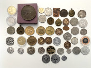 A lot containing 46 silver, bronze, copper, nickel and aluminium medals. All: World. Good very fine to proof. LOT SOLD AS IS, NO RETURNS. 46 medals in...