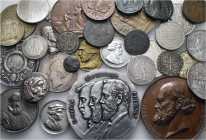 A lot containing 32 silver, bronze and copper nickel coins and medals. Including: Greek, Byzantine and World coins and medals. Fine to extremely fine....