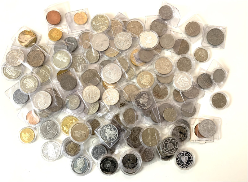 A lot containing 106 silver and copper nickel coins. All: World. Extremely fine ...