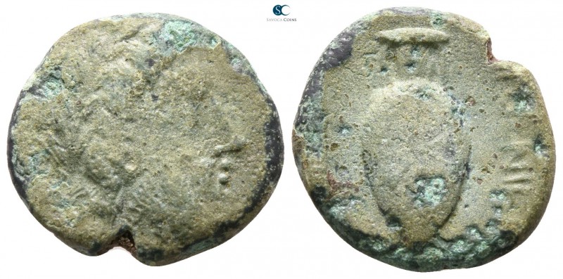 Bruttium. Hipponium 300-275 BC. 
Bronze Æ

16mm., 3,73g.



fine