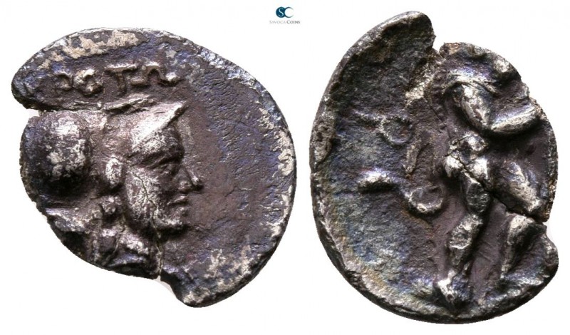 Bruttium. Kroton 300-250 BC. 
Diobol AR

12mm., ,g.



nearly very fine