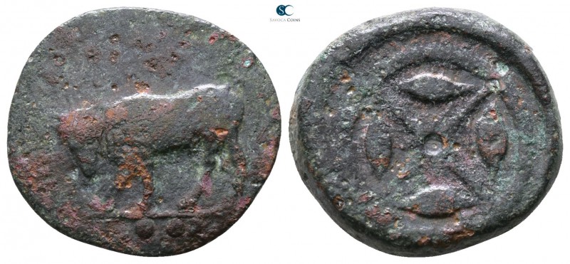 Sicily. Gela circa 420-405 BC. 
Trias Æ

18mm., 4,58g.



nearly very fin...