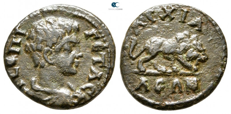 Thrace. Anchialos. Geta as Caesar AD 197-209. 
Bronze Æ

17mm., 2,54g.


...