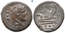Anonymous after 211 BC. Monogram series. South East Italy. Quadrans Æ