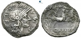 L. Licinius Crassus and Cn. Domitius Ahenobarbus with L. Pomponius 118 BC. Narbo. Denarius AR