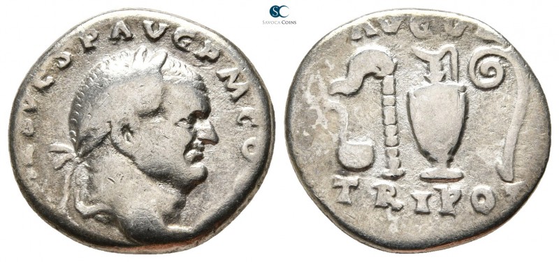 Vespasian AD 69-79. Rome
Denarius AR

15mm., 3,13g.



nearly very fine