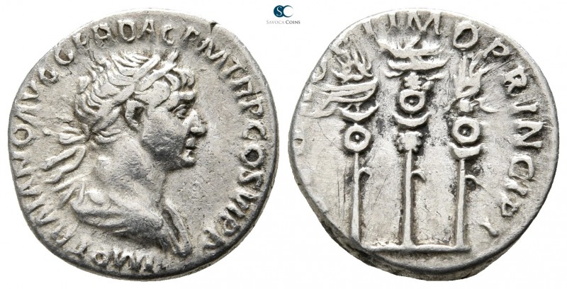 Trajan AD 98-117. Rome
Denarius AR

18mm., 3,29g.



very fine