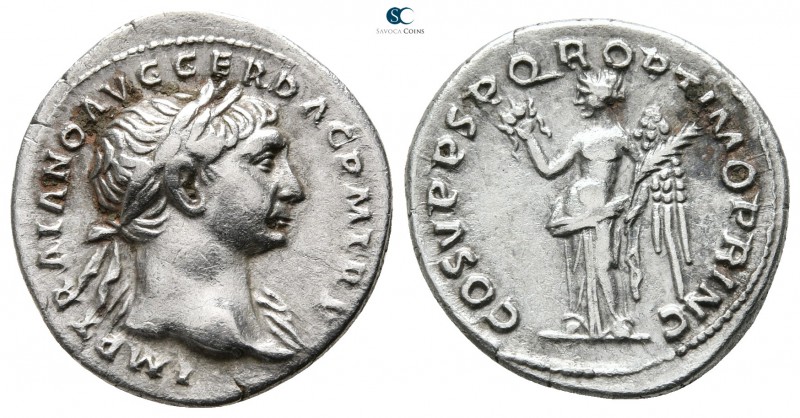 Trajan AD 98-117. Rome
Denarius AR

19mm., 3,04g.



very fine