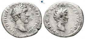 Antoninus Pius with Marcus Aurelius, as Caesar AD 138-161. Rome. Denarius AR