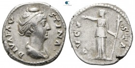 Diva Faustina I AD 140-141. Rome. Denarius AR