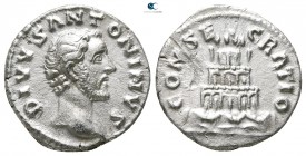 Divus Antoninus Pius AD 161. Rome. Denarius AR