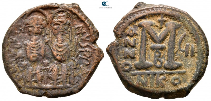 Justin II and Sophia AD 565-578. Nikomedia
Follis Æ

27mm., 13,55g.



ne...