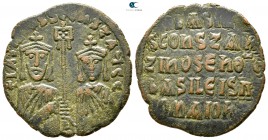 Basil I the Macedonian, with Constantine. AD 867-886. Constantinople. Follis Æ