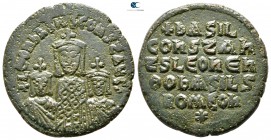 Basil I, with Leo VI and Constantine VII AD 870-879. Constantinople. Follis Æ