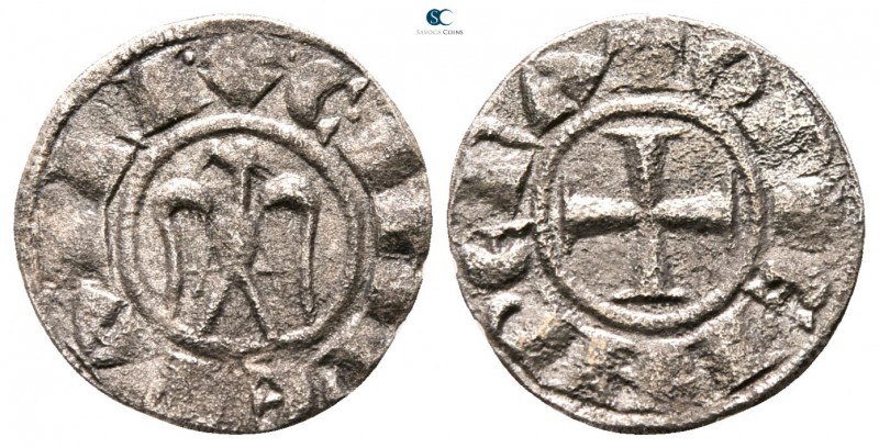 Enrico VI and Costanza AD 1194-1196. Messina
Denaro BI

14mm., ,56g.



v...
