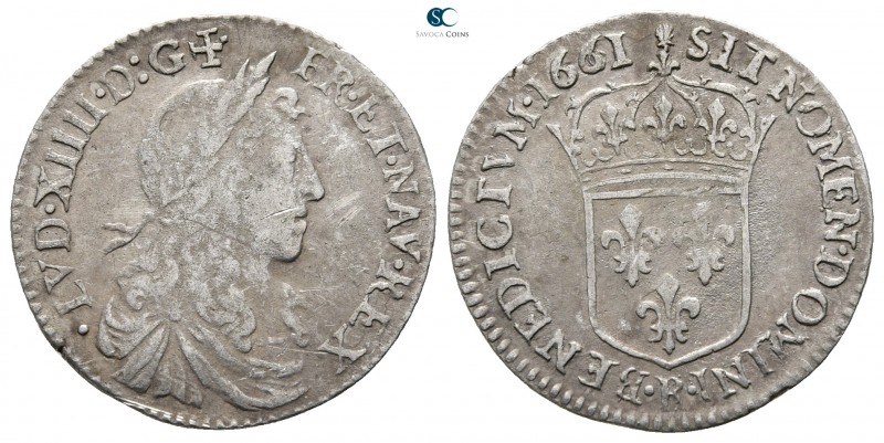 France. Rouen. Louis XIV 'the Sun King' AD 1643-1715.
1/12 Ecu AR, 1661

20mm...