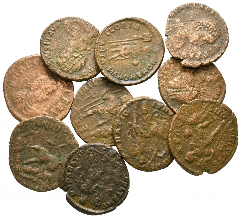 Lot of ca. 10 roman bronze coins / SOLD AS SEEN, NO RETURN!

nearly very fine