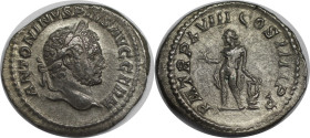 Römische Münzen, MÜNZEN DER RÖMISCHEN KAISERZEIT. Caracalla (198-217 n. Chr). Denar 215 n. Chr. Rom. Silber. 2,42 g. 20,0 mm. Vs.: ANTONINVS PIVS AVG ...
