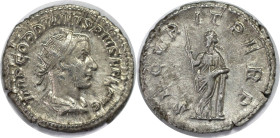 Römische Münzen, MÜNZEN DER RÖMISCHEN KAISERZEIT. Rom. Gordianus III. Antoninianus 244 n. Chr. Silber. 4,25 g. RIC 152 (R1). Stempelglanz