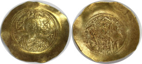 Byzantinische Münzen. Michael VII. Dukas (1071-1078). Histamenon Nomisma geprägt in Konstantinopel. Electrum. 4,38 g. 30,8 mm. Vs.: Bekrönte Christusb...