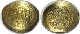 Byzantinische Münzen. Michael VII. Dukas (1071-1078). Histamenon Nomisma geprägt in Konstantinopel. Electrum. 4,39 g. 30,0 mm. Vs.: Bekrönte Christusb...