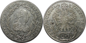 RDR – Habsburg – Österreich, RÖMISCH-DEUTSCHES REICH. Haus Habsburg. Josef II. als Mitregent (1765-1780). 20 Kreuzer 1780 B / SK PD, Kremnitz. Silber....