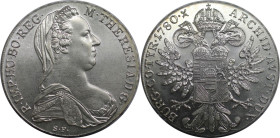 RDR – Habsburg – Österreich, RÖMISCH-DEUTSCHES REICH. Maria Theresia (1740-1780). Taler 1780 SF. Silber. Stempelglanz