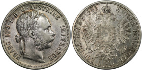 RDR – Habsburg – Österreich, KAISERREICH ÖSTERREICH. Franz Joseph I. (1848-1916). 1 Florin 1888. 12,34 g. 0.900 Silber. 0.36 OZ. KM 2222. Fast Stempel...