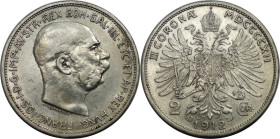 RDR – Habsburg – Österreich, KAISERREICH ÖSTERREICH. Österreich-Ungarn. Franz Joseph I. (1848-1916). 2 Kronen 1912. Silber. Jaeger 408. Vorzüglich...