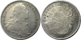 Altdeutsche Münzen und Medaillen, BAYERN / BAVARIA. Maximilian III. Joseph (1745-1777). Madonnentaler 1775. Silber. Dav. 1953, Hahn 307. Vorzüglich-St...