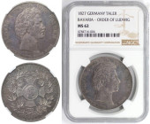 Altdeutsche Münzen und Medaillen, BAYERN / BAVARIA. Ludwig I. (1825-1848). Konv.-Taler 1827. Ludwigs-Orden. Silber. AKS 118. NGC MS 62