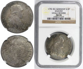 Altdeutsche Münzen und Medaillen, SACHSEN - ALBERTINE. Friedrich August III. (1763-1806). Vicariat. 2/3 Taler 1792 IEC. Silber. KM 1033. NGC AU 55