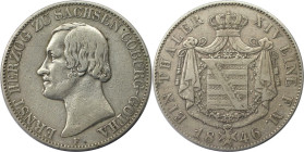 Altdeutsche Münzen und Medaillen, SACHSEN - COBURG - GOTHA. Ernst II. (1844-1893). Taler 1846 F, Dresden. Silber. KM 100, AKS 100, Kahnt 493. Sehr Sch...