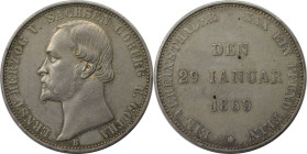 Altdeutsche Münzen und Medaillen, SACHSEN - COBURG - GOTHA. Ernst II. (1844-1893). Taler 1869, 25jahrige Regierungsjubilaum. Silber. KM 152, AKS 117, ...
