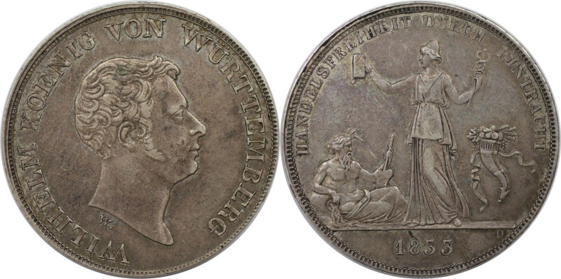Altdeutsche Münzen und Medaillen, WÜRTTEMBERG. Wilhelm I. (1816-1864). Taler 183...