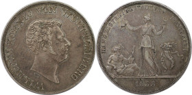 Altdeutsche Münzen und Medaillen, WÜRTTEMBERG. Wilhelm I. (1816-1864). Taler 1833 W. Silber. Dav. 955, KM 570. Vorzüglich. Kratzer. Flecken
