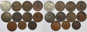 Altdeutsche Münzen und Medaillen, LOTS UND SAMMLUNGEN. Baden-Durlach Markgrafschaft, ab 1806 Großherzogtum. 9 x Münzen zu 1/2 und 1 Kreuzer. 1841 bis ...
