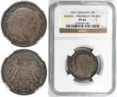 Deutsche Münzen und Medaillen ab 1871, REICHSSILBERMÜNZEN, Baden. Friedrich I. (1852-1907). 2 Mark 1907. Auf den Tod. Silber. Jaeger 36. NGC PF 62