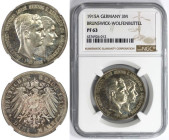 Deutsche Münzen und Medaillen ab 1871, REICHSSILBERMÜNZEN, Braunschweig-Lüneburg. Ernst August (1913-1918). 3 Mark 1915 A, Berlin. Titel ohne Lüneburg...