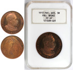 Deutsche Münzen und Medaillen ab 1871, REICHSSILBERMÜNZEN, Preußen. Wilhelm II. (1888-1918). Bronze Proof Muster 3 Mark 1913. Schaaf-113 / G1. NGC PF ...