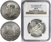 Deutsche Münzen und Medaillen ab 1871, REICHSSILBERMÜNZEN, Sachsen-Meiningen. Georg II. (1866-1914). 3 Mark 1915. Auf sein Tod. Silber. Jaeger 155. NG...