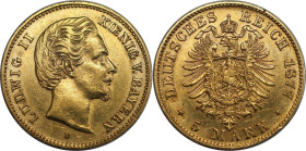 Deutsche Münzen und Medaillen ab 1871, REICHSGOLDMÜNZEN, Bayern. Ludwig II. (1864-1886). 5 Mark 1877 D. Gold. Jaeger 195, A.K.S. 193, Fr. 3767. Fast S...