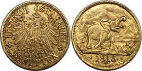 Deutsche Münzen und Medaillen ab 1871, DEUTSCHE KOLONIEN. Deutsch-Ostafrika. Notprägungen für Tabora. 15 Rupien 1916 T, Tabora. Geprägt mit Gold aus d...