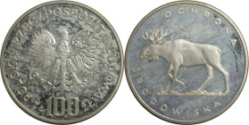 Europäische Münzen und Medaillen, Polen / Poland. Serie Umweltschutz - Elch. 100 Zlotych 1978. 16,50 g. 0.625 Silber. 0.33 OZ. KM 93. Polierte Platte...