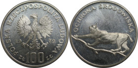 Europäische Münzen und Medaillen, Polen / Poland. Serie Umweltschutz - Luchs. 100 Zlotych 1979. 16,50 g. 0.625 Silber. 0.33 OZ. KM 104. Polierte Platt...