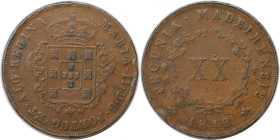 Europäische Münzen und Medaillen, Portugal. PORTUGIESISCHE BESITZUNGEN. MADEIRA. Maria II. 20 Reis 1842. Kupfer. KM 3. Sehr schön-vorzüglich